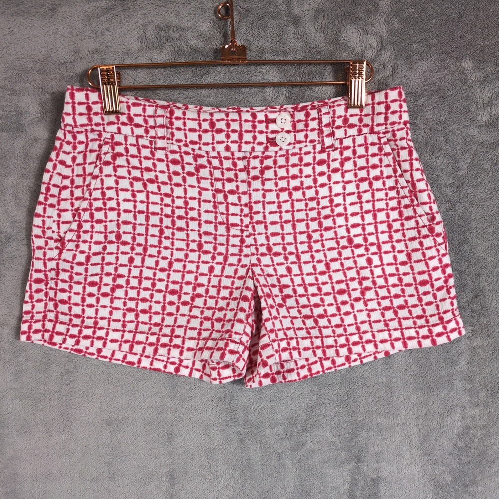 Vineyard Vines Womens Red White Geometric Lattice Cotton Chino Shorts Size 00